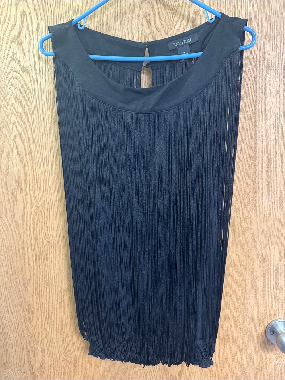 White House Black Market Black Fringe Overlay Tank